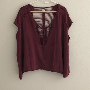 Free People Oversized Top With Ripped Detail